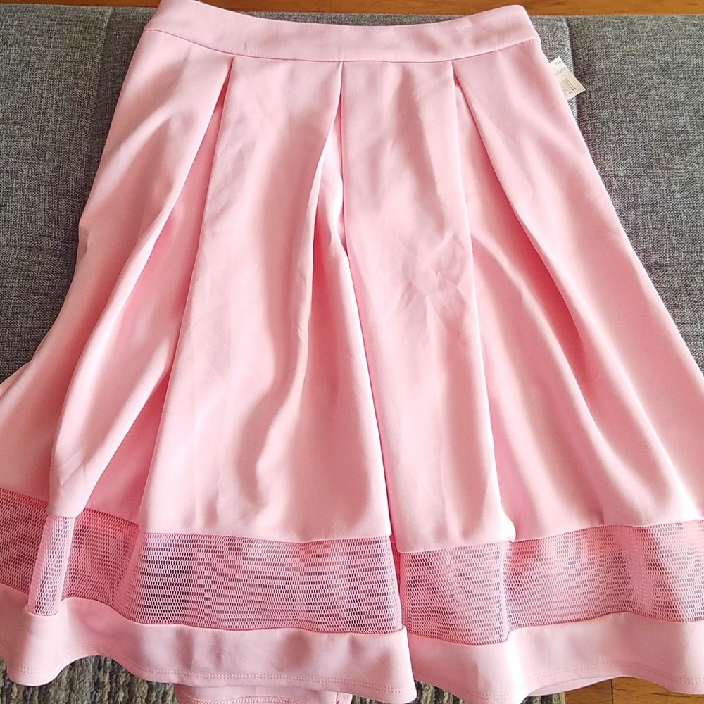 pink flared mid skirt